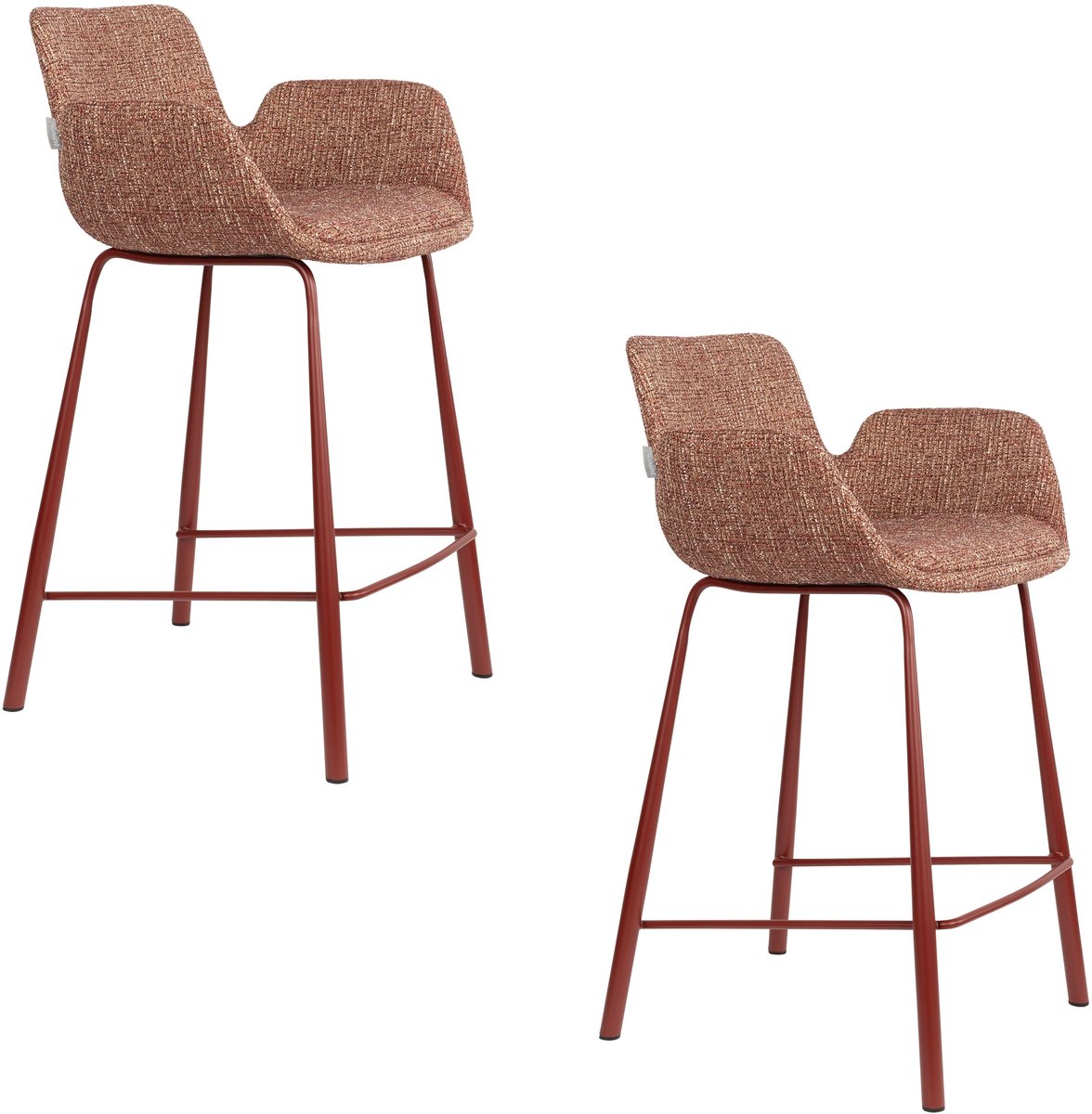 Zuiver Brit Barkrukken rugleuning 67,5 cm Rood - Set van 2