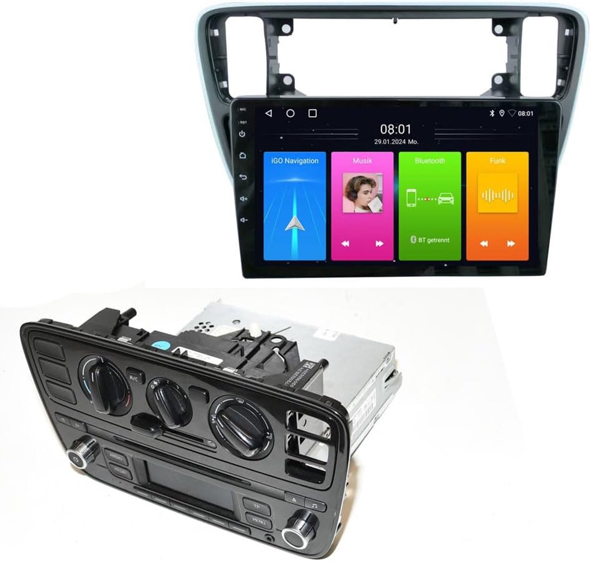 SnelShoppen - Car Radio GPS Navigatie 9 Inch HD Touchscreen voor VW en Skoda - Plug-and-Play, Carplay & Android Auto, Eenvoudig te Installeren, Multif