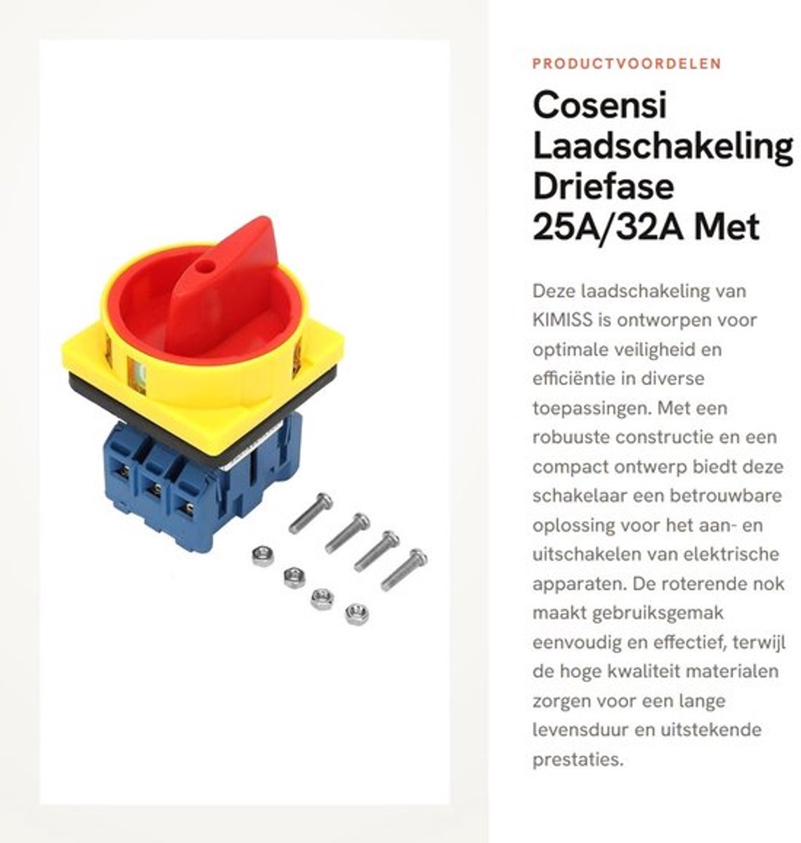 Laadschakeling - Driefase 25A/32A - Met roterende nok voor optimale werking - Ventilatorschakelaar - Voor elektrische installaties - Hoog...