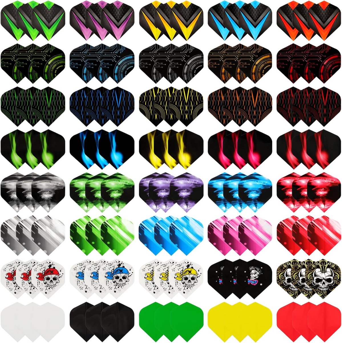 SnelShoppen - Dart Flights Set 120 Stuks - 8 Stijlen - 40 Sets - Standaardvorm Dart Vliegers voor Dartsport - PET Materiaal - Geschikt voor Zachte en