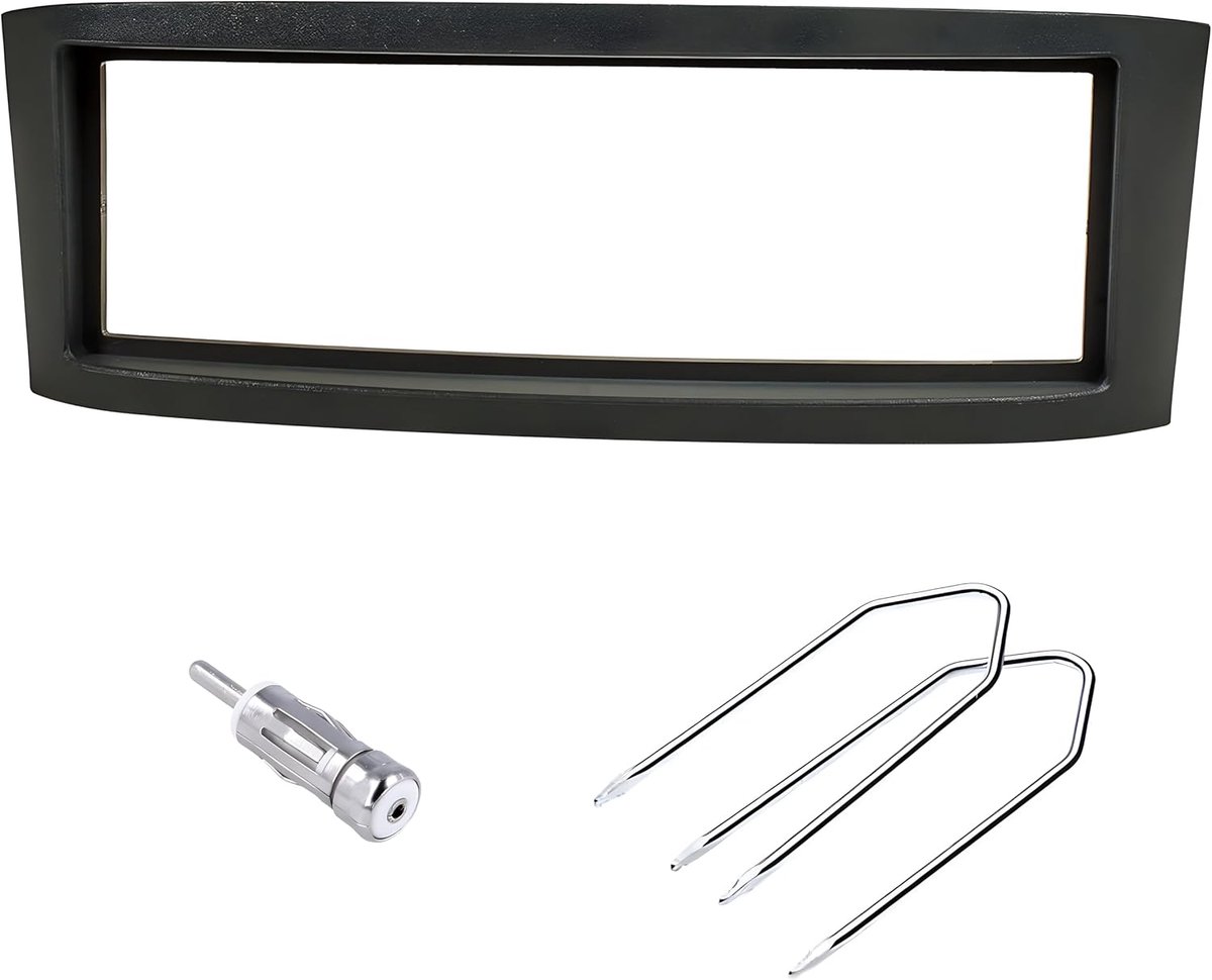 SnelShoppen - 1 DIN Autoradio Paneel Frame met Antenne Adapter en Demontagesleutels, Geschikt voor Smart Roadster, Anthraciet