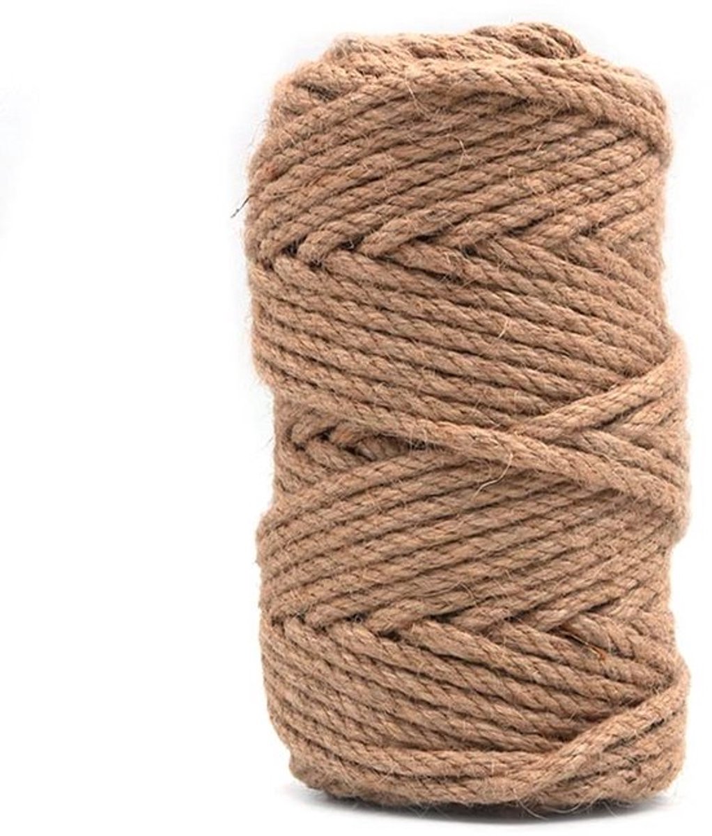 Jute Touw 6mm Dikte - 50 Meter Lengte - Sterk Natuurlijk Touw - Tuin/Decoratie - Biologisch Afbreekbaar - Handgemaakt