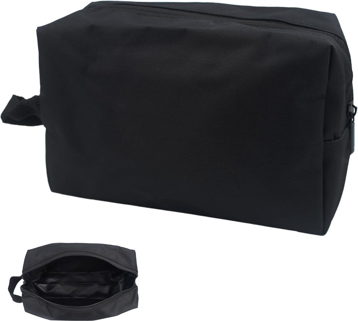 Toilettas zwart 19 x 12 x 7,5 cm - Oxford stof - Waterdicht en duurzaam - Ideaal voor reizen - SnelShoppen