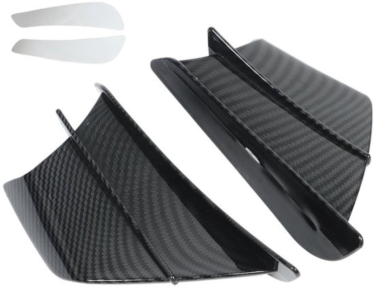 Vleugelspoiler Universele Pasvorm - Aerodynamische Windbladen - ABS - Verbeterd Rijcomfort - 2 Stuks - Glanzende Koolstofvezelstijl - Motorwindbladen