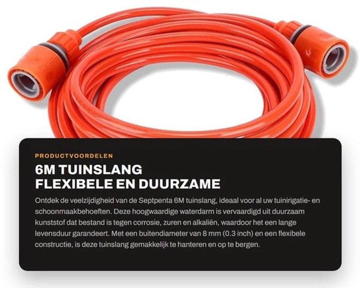 Tuinslang 6 Meter - Flexibele Tuinslang - Antivries - Waterdicht - Tuinslang met Snelle Aansluiting - Duurzaam Kunststof - Waterdarm