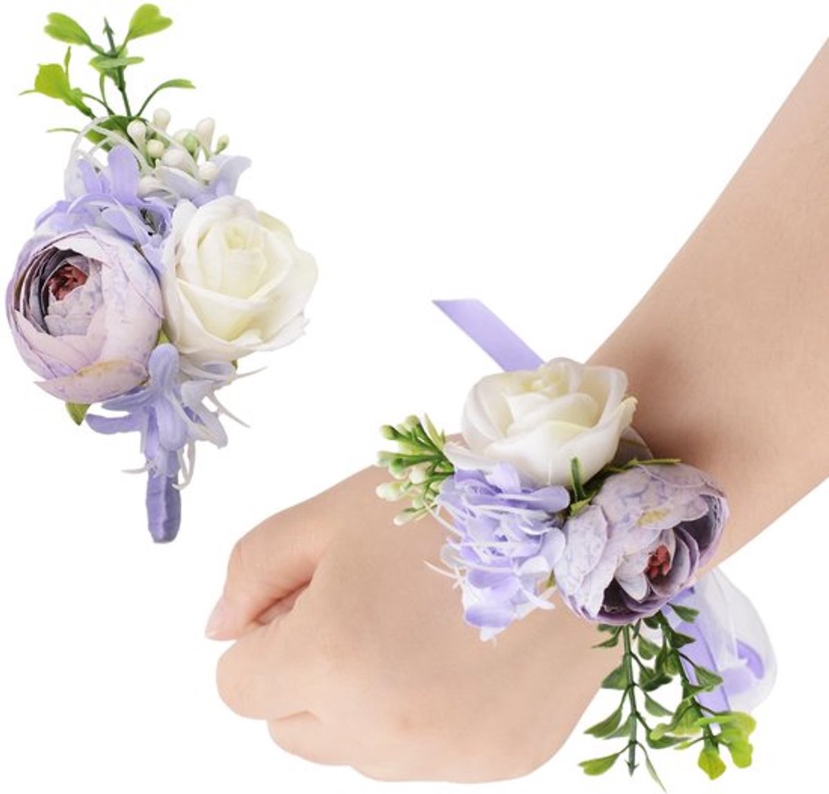 Corsage Polsset - Kunstmatige Licht Paarse Camellia Sinensis - Boutonniere - Bruiloft - Afstuderen - Elegant Ontwerp - Bloemenaccessoires