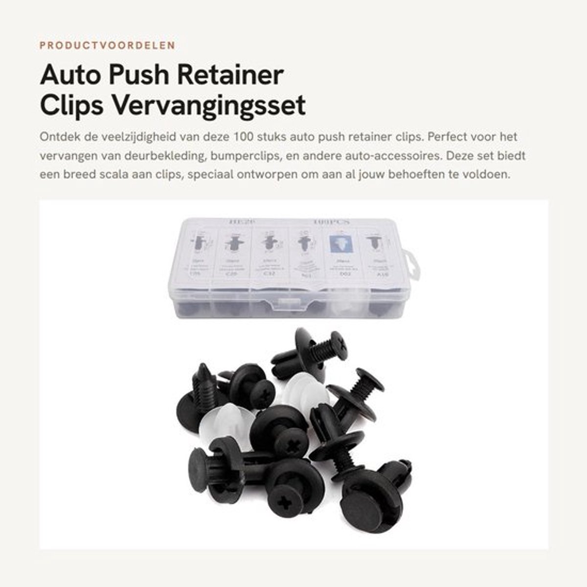 Retainer Clips - 100 Stuks - Universele Bevestigingsclips Auto - Duurzaam Kunststof - Vervangingsset - Voor Deurbekleding/Bumperclips