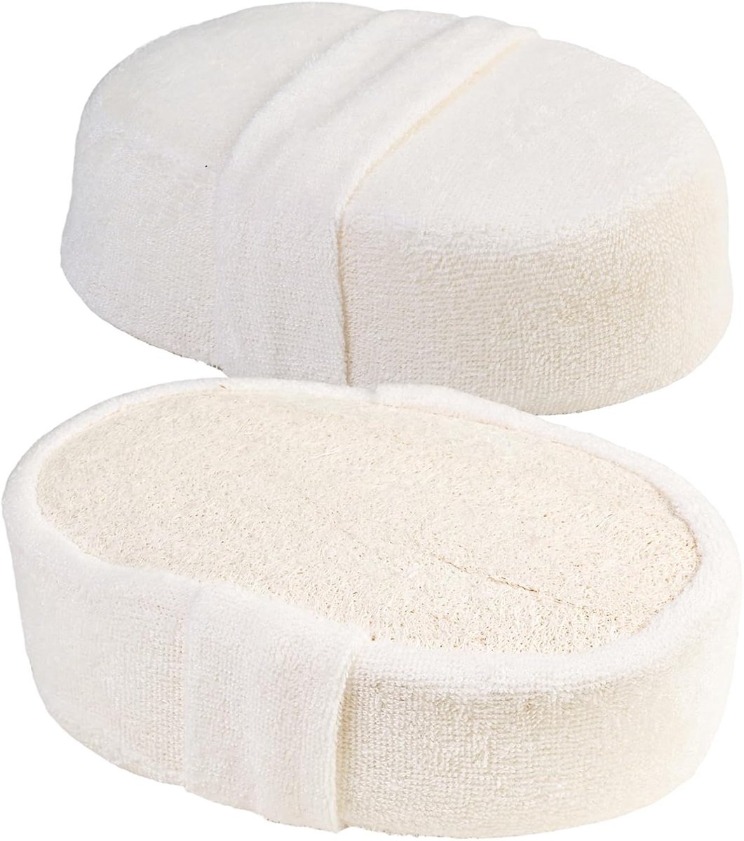 SnelShoppen - 2 Natuurlijke Loofa-Sponsen - Zachte Douchespons voor Peeling en Reiniging - Huidvriendelijk, Effectieve Rugschrobber voor Dames en Here