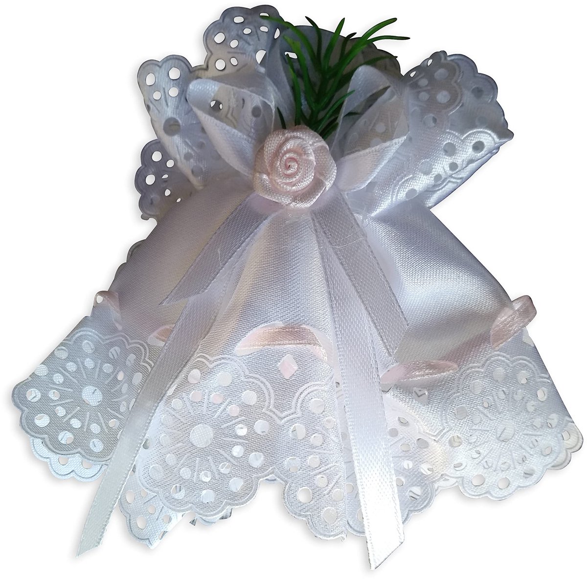 SnelShoppen - Roze Kandelaar van Stof met Versieringen - Decoratieve Kandelaar voor Feestjes, Tuin en Binnen - Unieke Sfeerbrenger - 1 Stuk