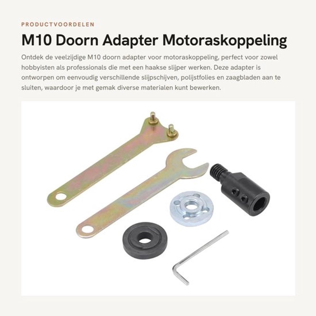 M10 Doorn Adapter Motoraskoppeling - Verbindingsstang voor Haakse Slijper - 5mm 8mm 10mm 12mm - Metaal - Geschikt voor Slijpschijven - Du...