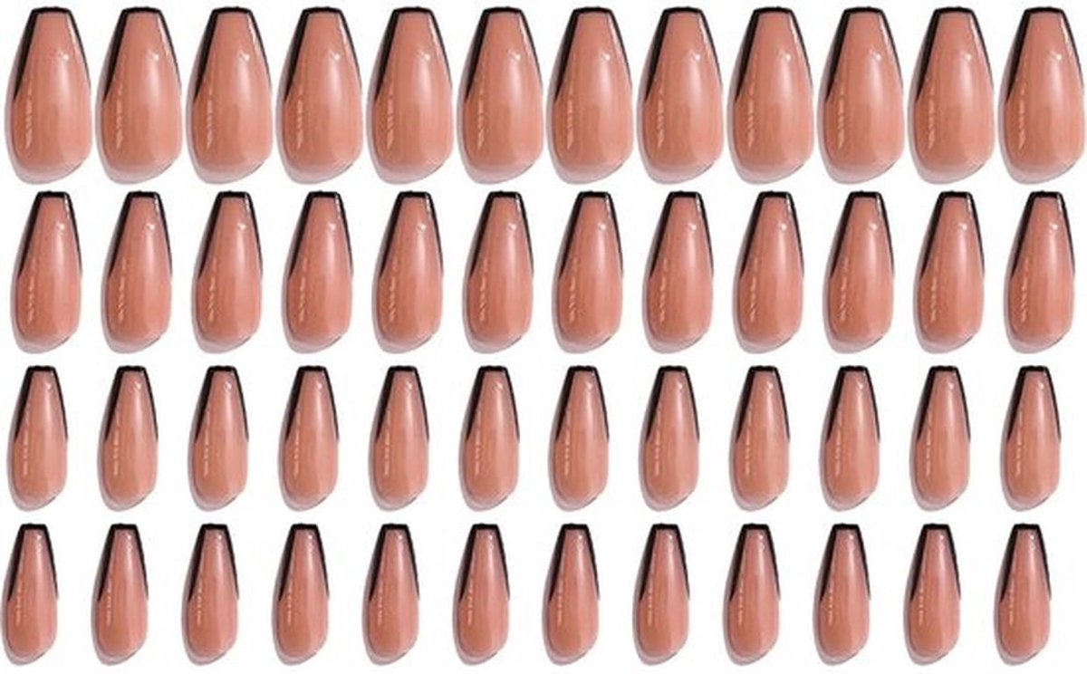 Kunstnagels 48 Stuks - Franse Kunstnagels - Korte Vierkante Nepnagels - Slijtvast ABS-Materiaal - Natuurlijke Uiterlijk - Perfect voor Vrouwen en Meisjes