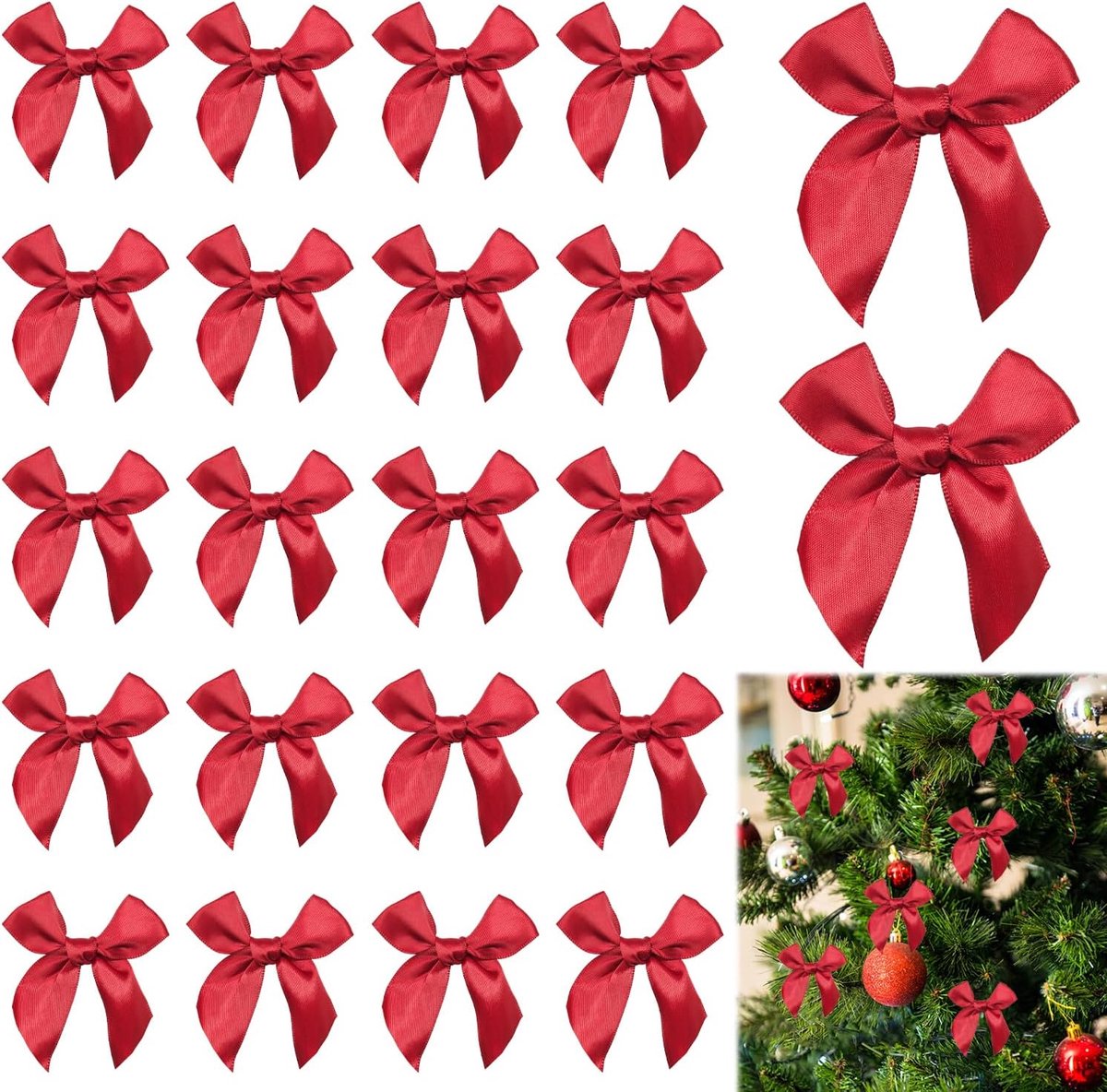 30 Stuks Rode Strikken, Kerstboomstrikken, Cadeauverpakking Accessoires, Kleine Rode Strikken voor Knutselen - ShopVlot