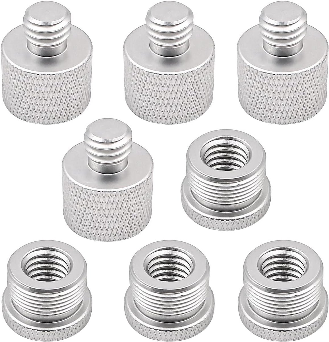 SnelShoppen - Screw Adapter 5/8 Inch Female naar 3/8 Inch Male en 3/8 Inch Female naar 5/8 Inch Male Microfoonstandaardschroef - Aluminium - Set van 8