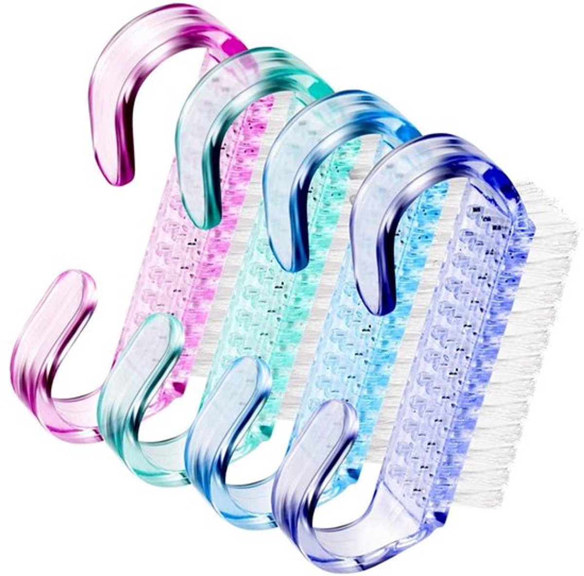 Nagelborstel 4 Stuks - Kunststof Borstelharen - Handreinigingsborstel - Nagelkunst Gereedschap - Manicure/Pedicure - Comfortabele Grip - Reinigingsborstel