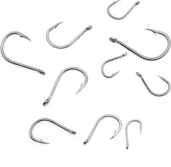 Dailygoods- Vishaken 100 Stuks - Koolstofstalen Vishaken - Met Ogen - Met Weerhaak - Cirkelvishaken - Plastic Doos - Haak van Dailygoods — afbeelding 2