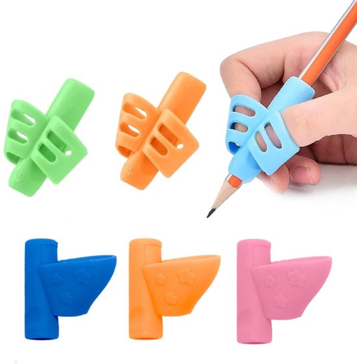 Vingerhandleiding 6 Stuks - Siliconen Potloodgrepen - Ergonomisch Schrijfhulp - Vingergeleiding voor Kinderen - Verbeteren Schrijfvaardigheden - Voorkomt Vingerpijn - Potloodgreep