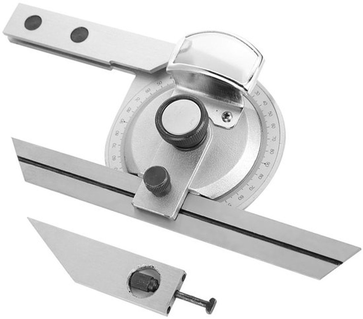 Gradenboog 360 Graden Hoogwaardig Koolstofstaal - Hoekmeter - Goniometer - Meetliniaal - Vergrootglas - Slijtvast en Duurzaam