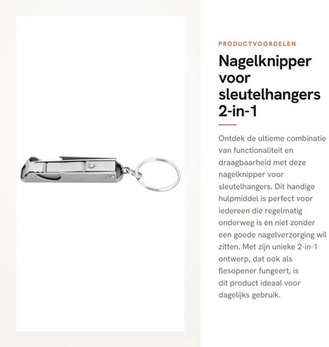 Nagelknipper 2-in-1 Ontwerp - Sleutelhanger - Lichtgewicht - Draagbaar - Voor Dikke Nagels - Hoogwaardig Roestvrij Staal - Nageltrimmer