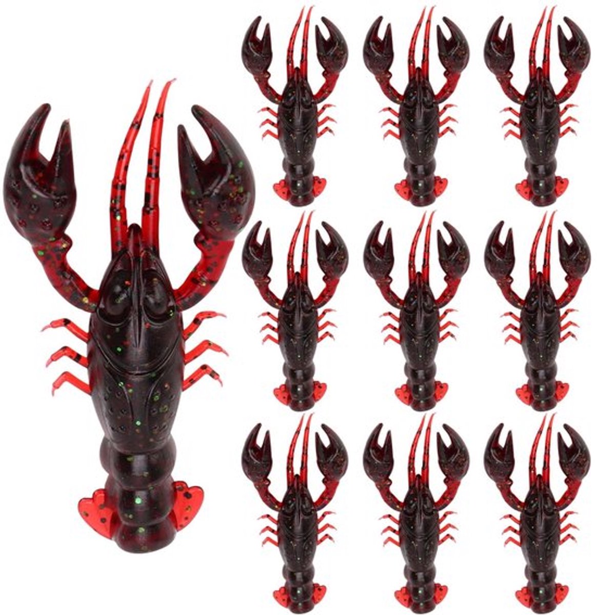 Kunstmatige Vissenaas Zacht - 10 Stuks - Garnalen/Kreeft Aas - Flexibel PVC - Beetvast - 5,5 cm Lang
