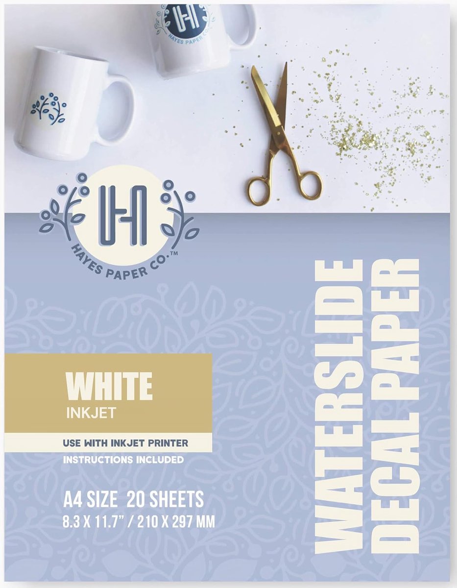 SnelShoppen - Waterslide Decal Paper A4 - 20 Printable Bladen - Transferpapier voor Inkjet Printers - Hoogwaardige Waterslide Stickers voor Ceramiek,