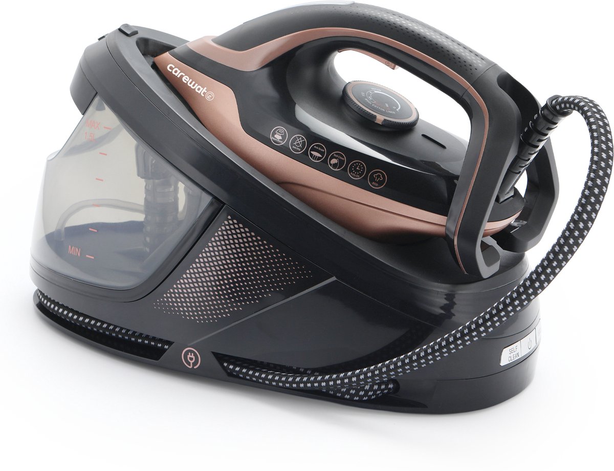 Carewat Stoomstrijkijzer met Stoomgenerator - Roze - 2200W - 1.5L Uitneembare Watertank - 100 g/min Stoomproductie - Keramische Zoolplaat - 3.0 Bar Stoomdruk - Anti-Oververhitting - Geschikt voor alle stoffen