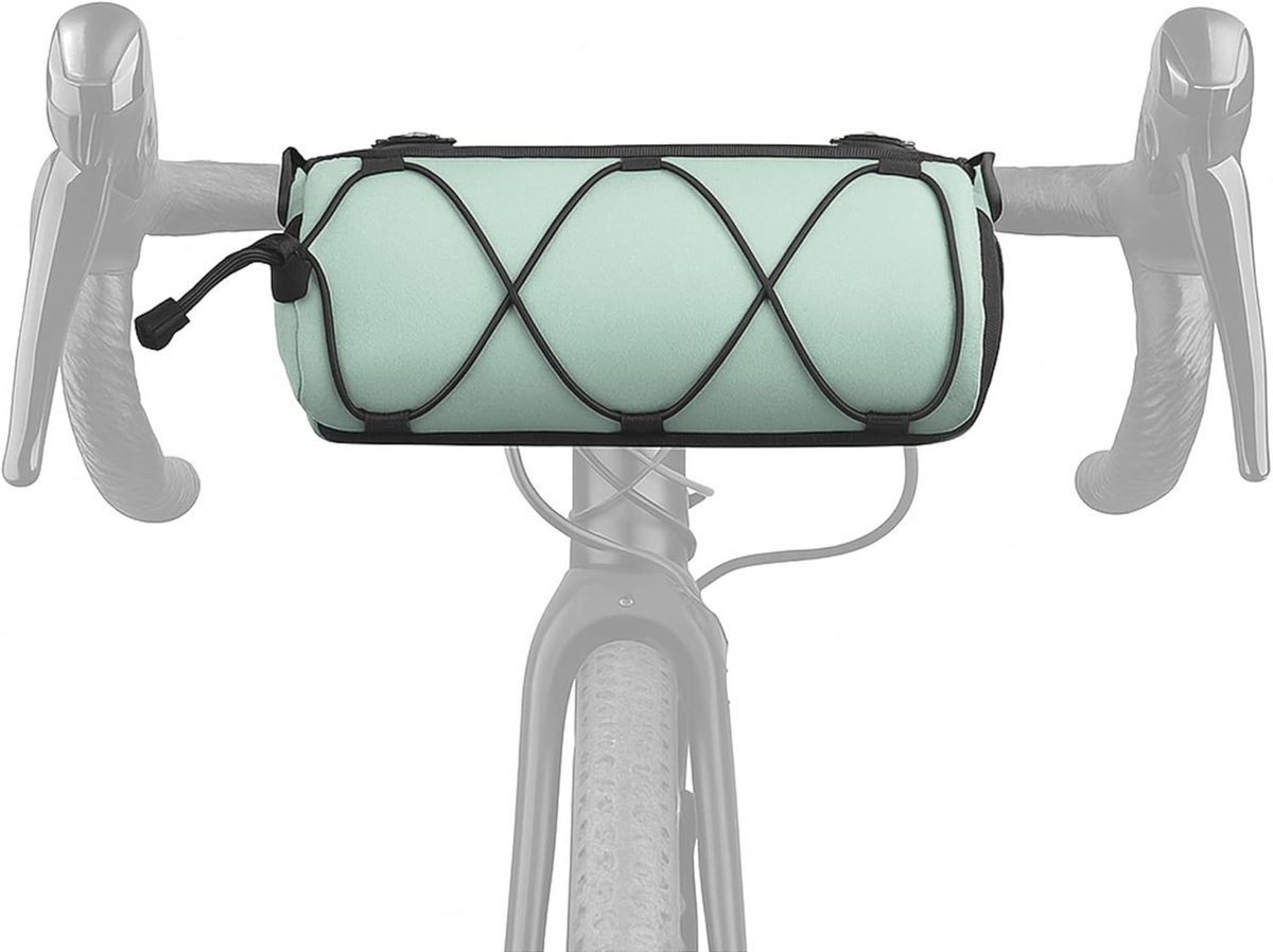 Waterproof Bike Handlebar Bag, Nylon Bicycle Handlebar Bag with Side Pockets & Elastic Band for Commuting, Travel & Daily Cycling (Green)