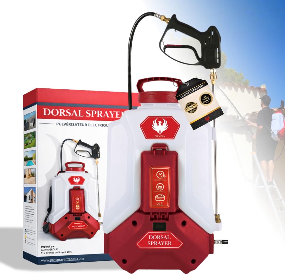 SnelShoppen - Elektrische Rugspuit 16L | Lithium Accu 18V 4Ah | Professionele Dorsal Sprayer met 5-in-1 Multifunctionele Spuitkop en Bereik tot 10 m v
