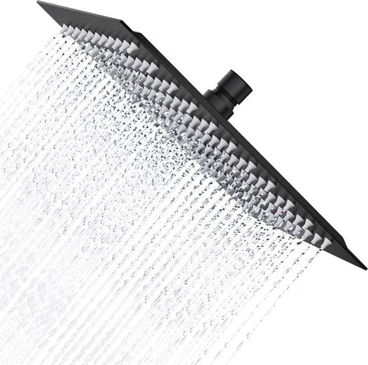 Zwarte douchekop, 30 cm vierkante regendouchekop, gemaakt van kalkbestendig roestvrij staal.
