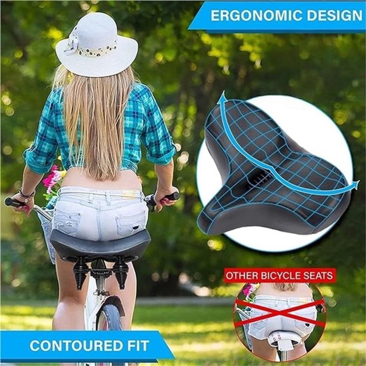 Ergonomisch fietszadel, verbreed en verdikt zadel Geschikt voor langeafstandsritten, mountainbiken, toerfietsen en een comfortabel zadel Geschikt voor elektrische fietsen.