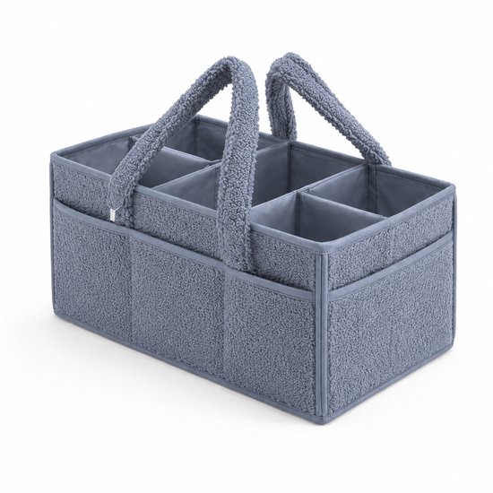 Vavida - Commodemandje - Blauwgrijs - Teddy - 40 x 26 x 17 cm - Babykamer - Baby - Commode - Mandje — afbeelding 2