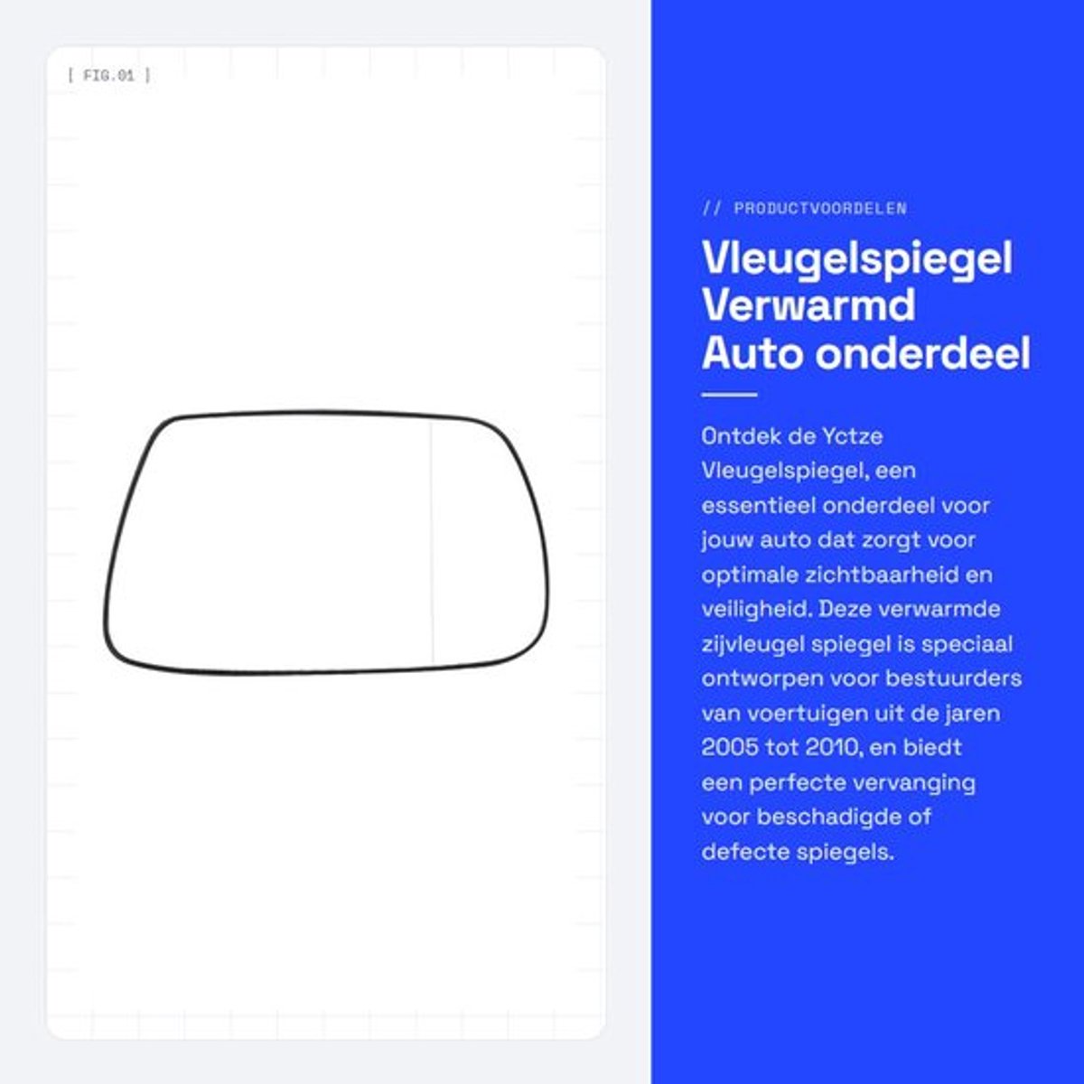 Solidchoice- Vleugelspiegel Verwarmd - Vervangend Glas - Auto Deur Spiegel - Hoogwaardige Kwaliteit - Duurzaam Materiaal - Helder Zicht - Spiegelglas