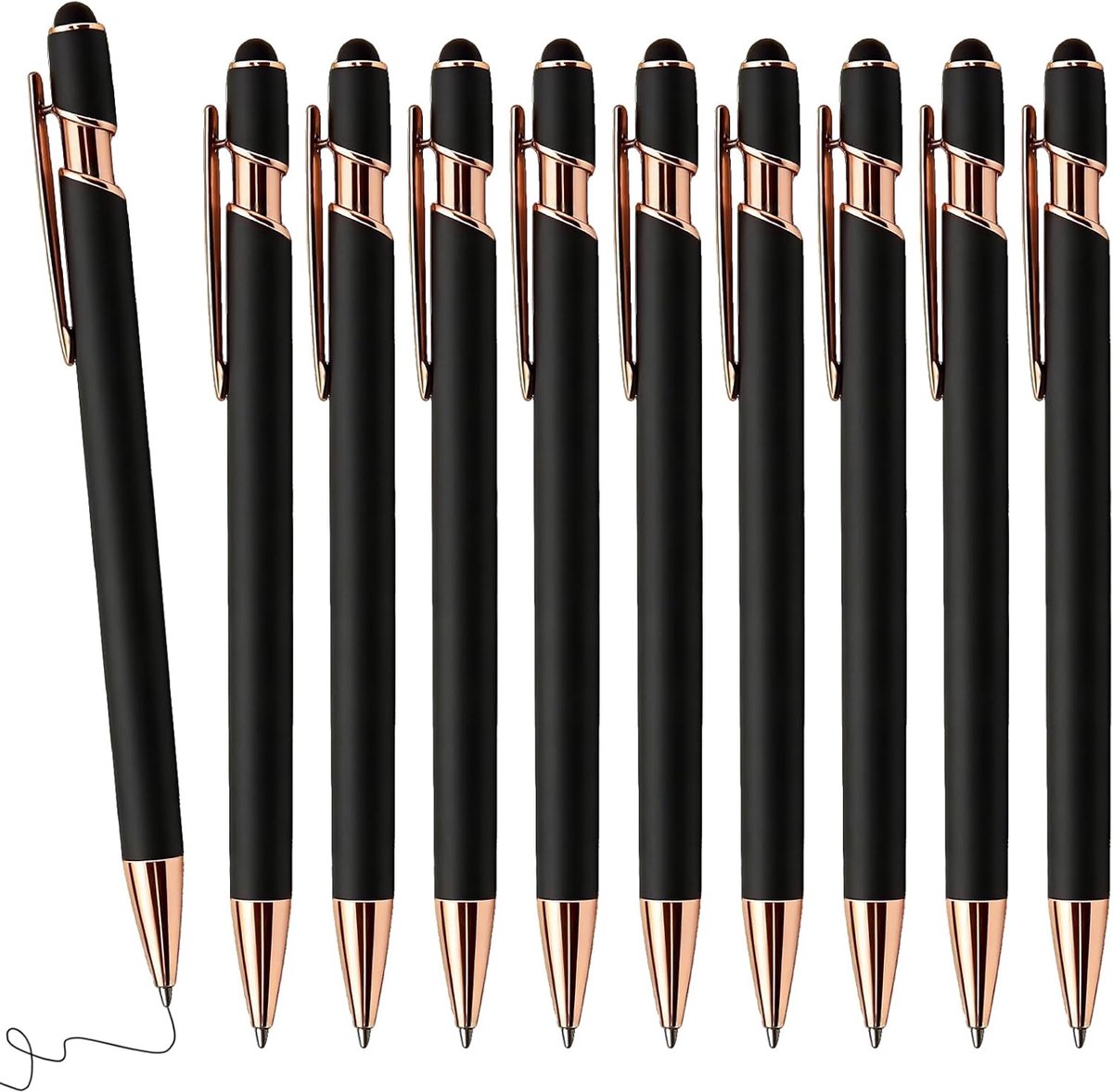Balpen set van 10 - gepersonaliseerd - rubber en metaal - comfortabel schrijven - ShopVlot