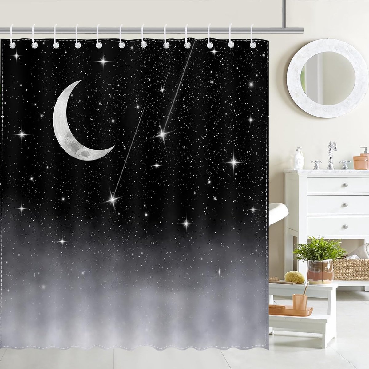 Douchegordijn - Douchegordijn Anti Schimmel -Cube Design - Waterdicht – Sterrenhemel Douchegordijn 180 x 180 cm – Makkelijk te Installeren en Wasbaar - Privacy en Lichtdoorlatend