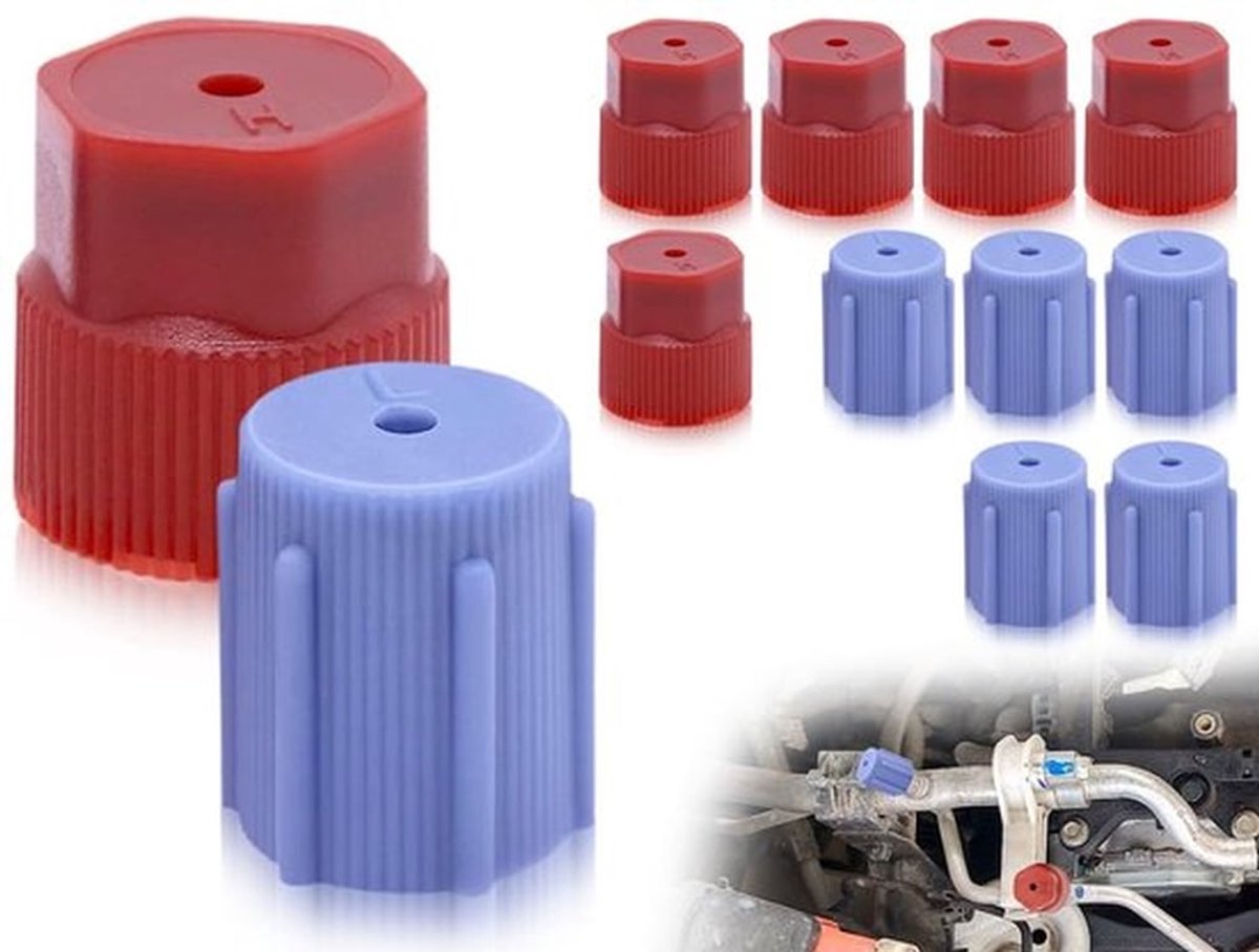 Auto-airconditioning reparatie - Koelmiddelomzettingsadapter - 10 stuks - Rood en blauw - Ondersteuning voor A/C reparatie - Geschikt voo...