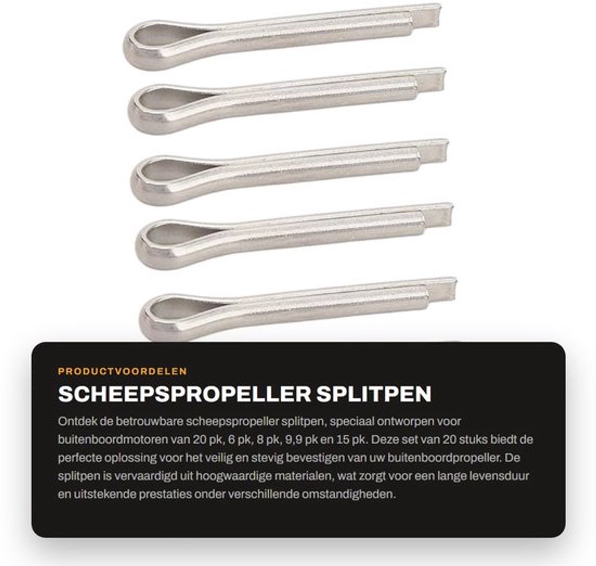 Scheepspropeller Splitpen - 20 Stuks - Buitenboordmotoren 20/15/9,9/8/6 Pk - Hoogwaardig Metaal - Roestbestendig - OE-nummer 91490-30020-00 - Buitenboordmotor