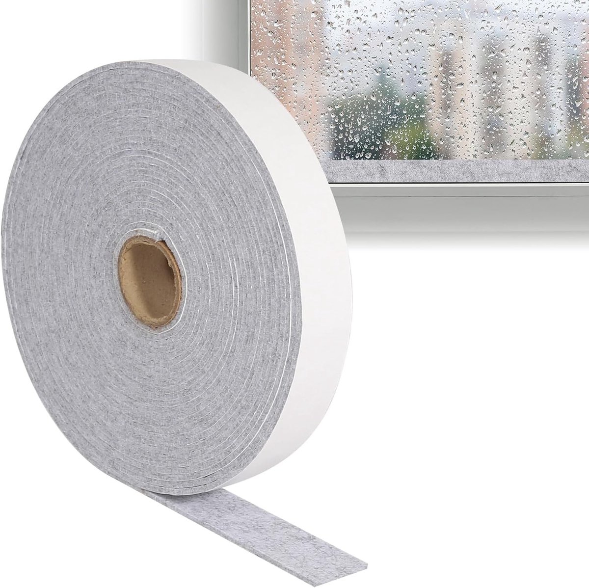 Duurzame Anti-condens Strips voor Ramen - Zelfklevende Vilt Tape voor Vochtabsorptie, Anti-fog en Meubelbescherming (10 m x 3 cm x 0.6 cm, Grijs)