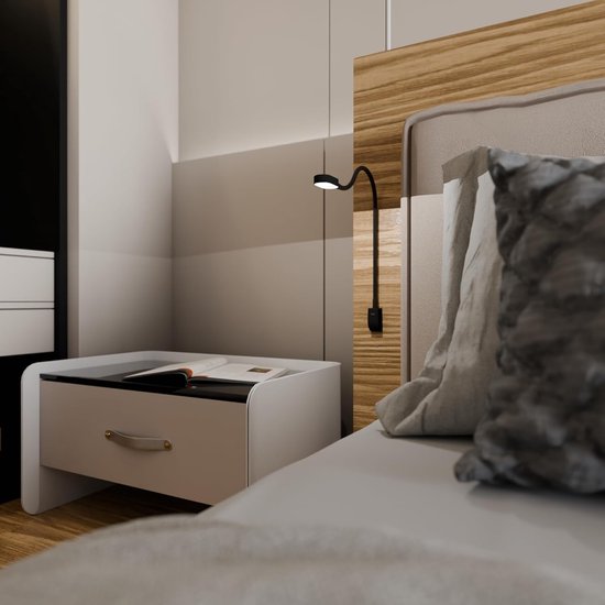 LED Bedlamp - Leeslamp USB-C - Direct lezen - Traploos dimbaar - Set van 2 - Zwart — afbeelding 3