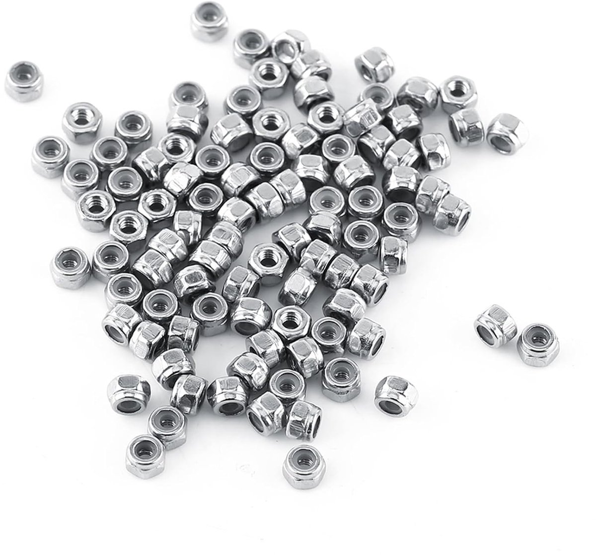 100 Stuks Lock Nuts met Hex Flens en Nylon Inzet - RVS SS304 Moeren voor Bevestiging en Veiligheid