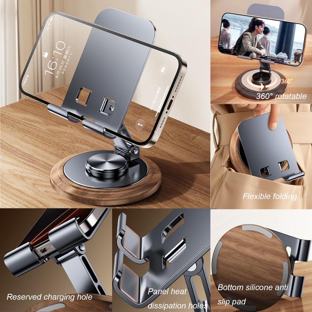 SnelShoppen - 2 stuks Inklapbare Controllerhouder voor Tafel, Houten Mobiele Telefoonhouder, Universele Game Controller Standaard, Hoofdtelefoonhouder — cadeau in Gadgets - foto 5