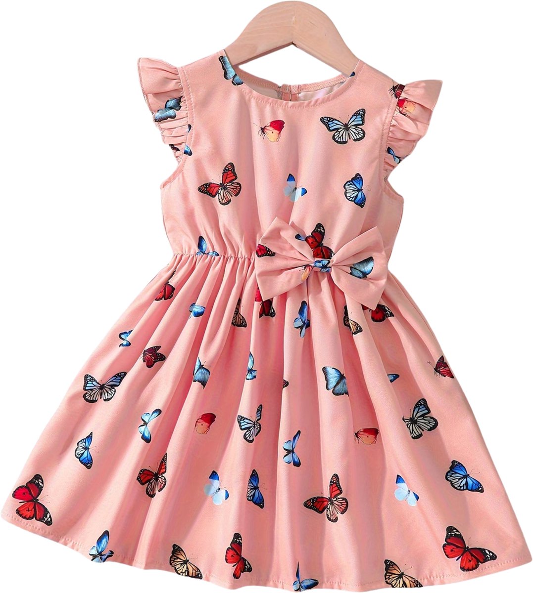Currero Zomerjurk Meisjes Zomerjurken Kinderen Jurk Meisje Ibiza Stijl Sundress Kinderkleding Rozerood 1-2 Jaar