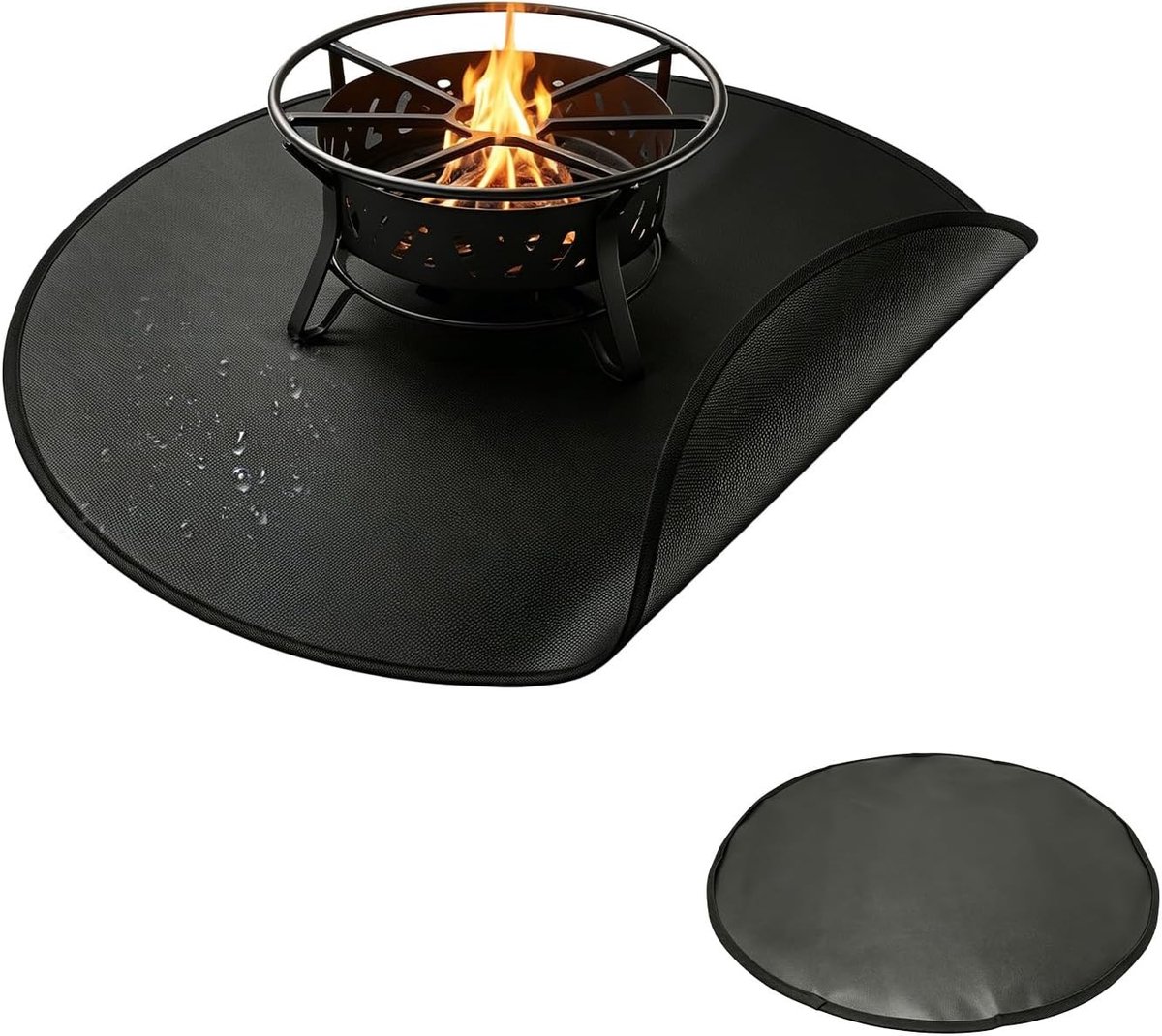 Ronde vuurvaste mat van 60 cm voor solo-kachel en buitenbarbecue, oliebestendig, waterdicht en ideaal voor veilig koken buiten