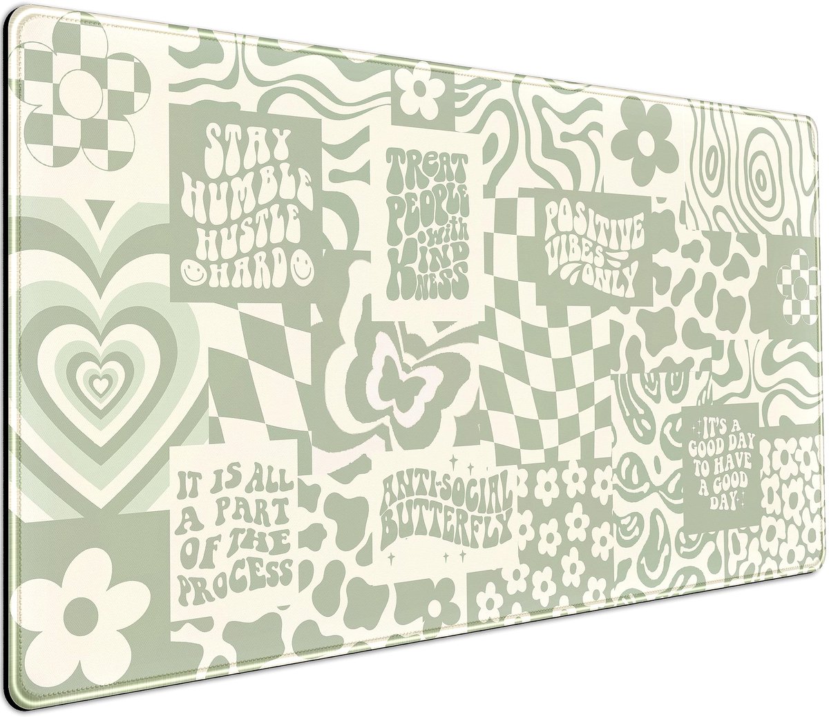 SnelShoppen - XXL Boho Bureau-onderlegger Beige Retro Hippie Gaming Muismat voor Vrouwen, Meisjes, Thuiswerk, Kantoor, Computer - 80x40 cm Deskmat