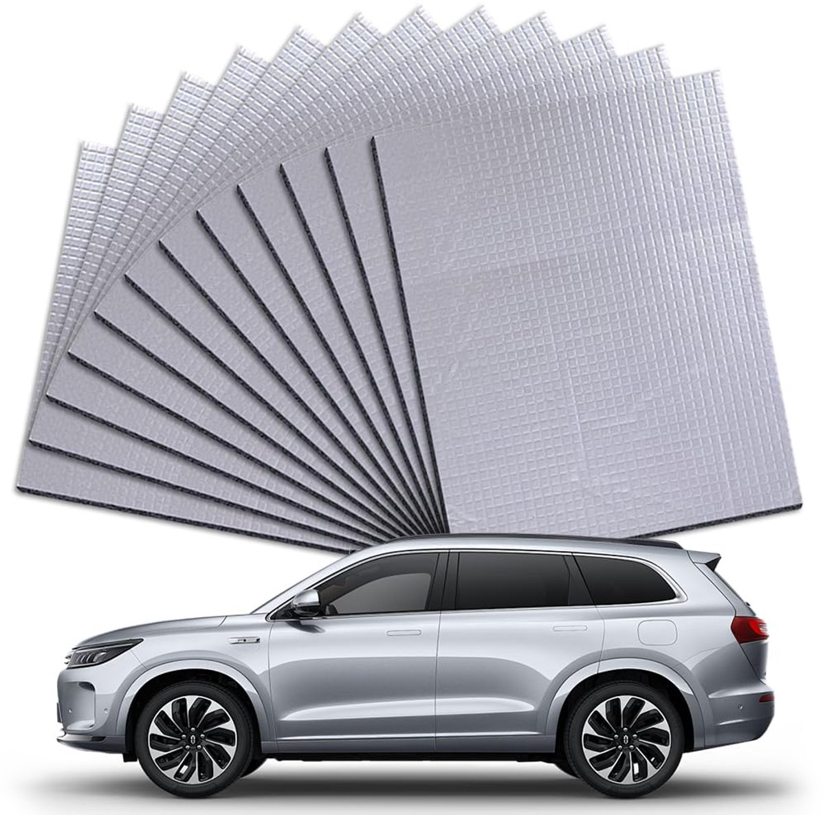 SnelShoppen - Alubutyl Auto-Isolatie 5 mm Dik - Zelfklevende Geluidsisolatie Folie 12 Stuks (40 x 25 cm) voor 1 m² - Vuurvast, Waterdicht en Effectief
