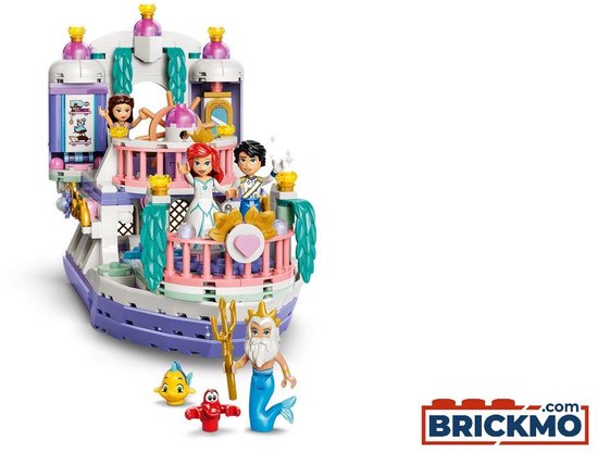 LEGO Disney Prinses Ariëls Koninklijke Trouwboot met Ariël, Prins Eric, Koning Triton, Sebastian en Flounder.