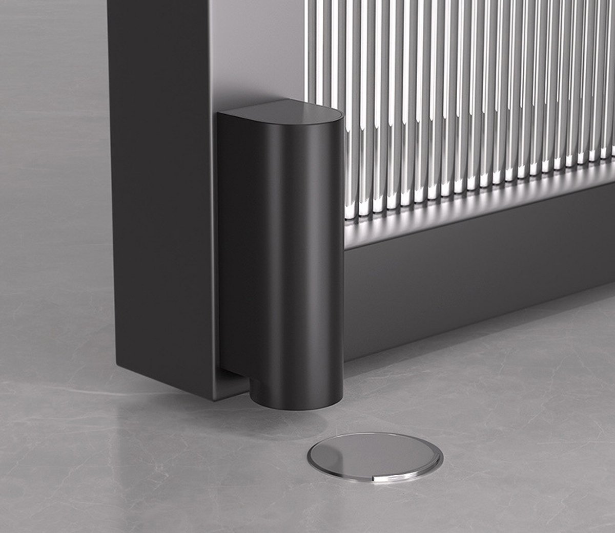 Deurstopper met magneetsluiting, roestvrij staal, zware uitvoering, voor montage aan de onderkant van de vloer, boren niet nodig, dubbelzijdige sterke plakband, sterke magneet, ultradun ontwerp, zwart