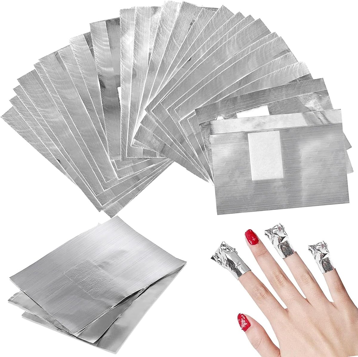 Nagellakverwijderaar wraps, 150 stuks aluminiumfolie, nagellakverwijderingspads met pluisvrije wattenpads - ShopVlot