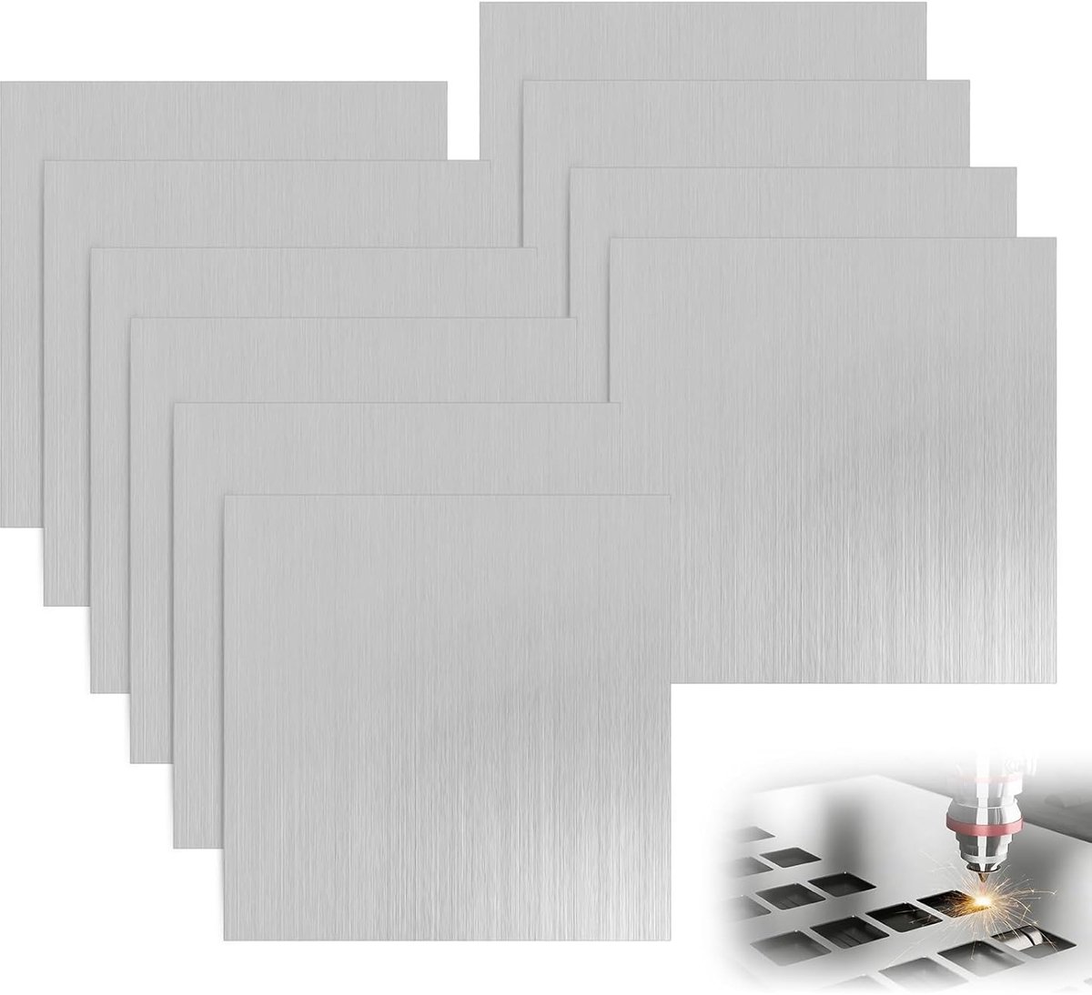 10 stuks 304 roestvrijstalen platen, 0,5 mm, 15 cm x 15 cm, roestvrijstalen platen, vierkante metalen plaat om te - ShopVlot