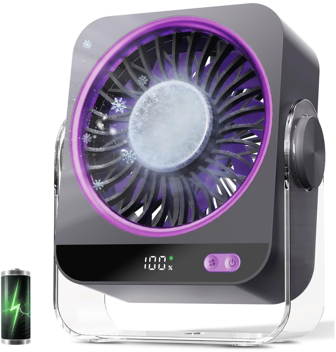 SnelShoppen - IJsstille Ventilator 4000 mAh Draagbare Mini Tafelventilator USB C - Paars Kantoor Ventilator voor Slaapkamer, Buiten, Binnen, Woonkamer