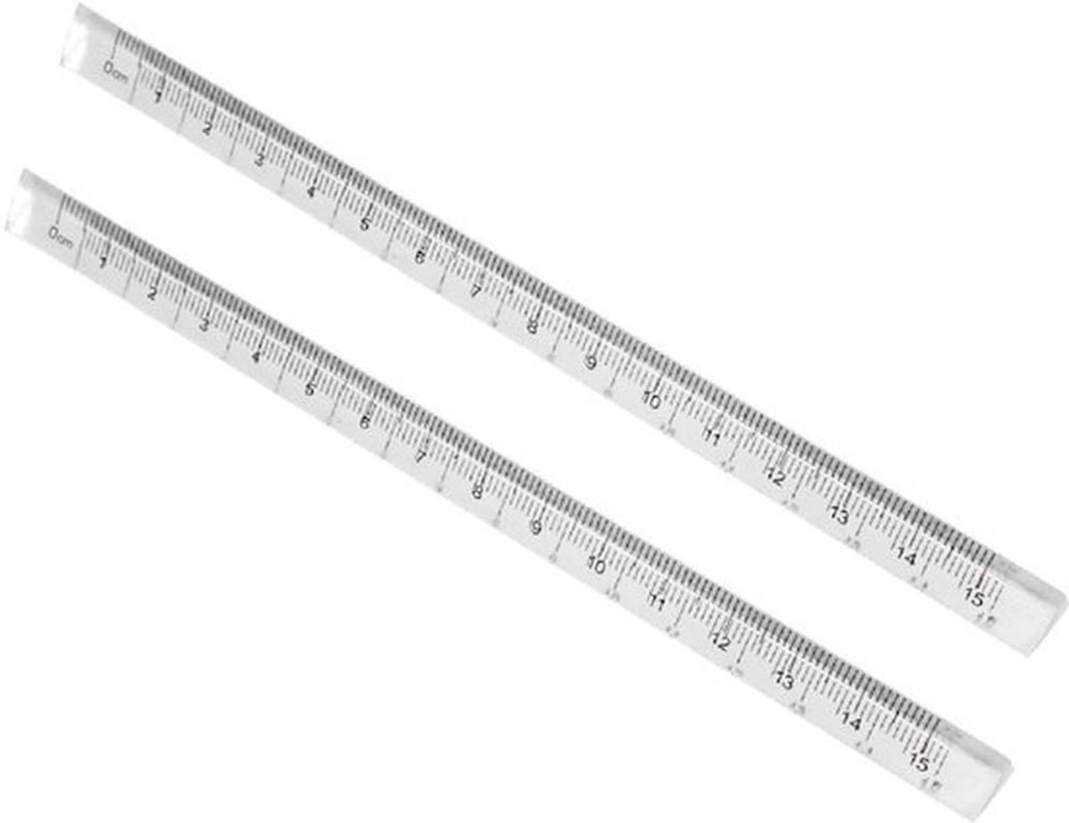 Driehoekige Liniaal 30 cm - Transparant - Set van 2 - Meetlat - Schaalverdeling - Ideaal voor tekenen