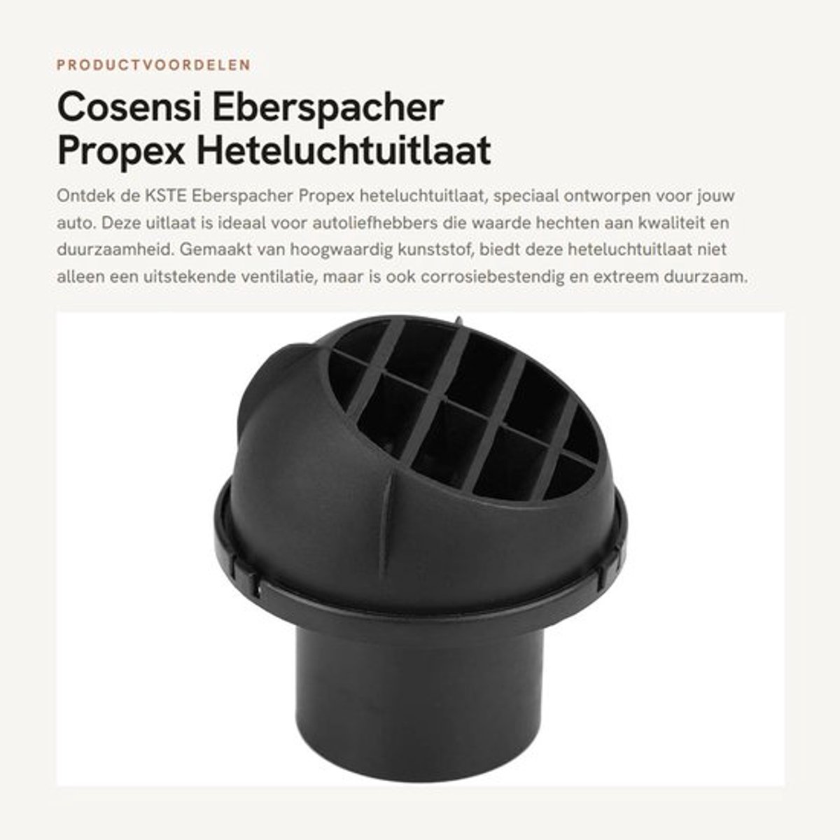 Heteluchtuitlaat 60 mm - Kunststof - Corrosiebestendig - Draaibaar - Geschikt voor Eberspacher/Webasto - 100% nieuw - Luchtuitlaat